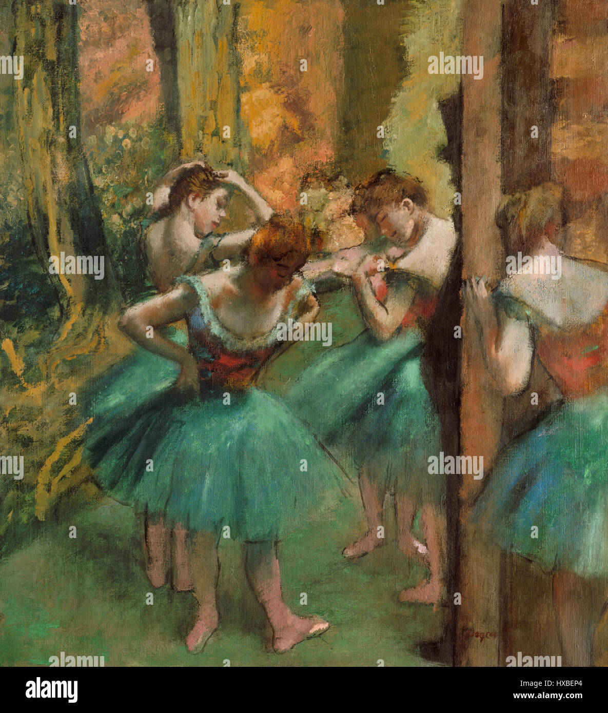 Danseurs, rose et vert par Edgar Degas Banque D'Images