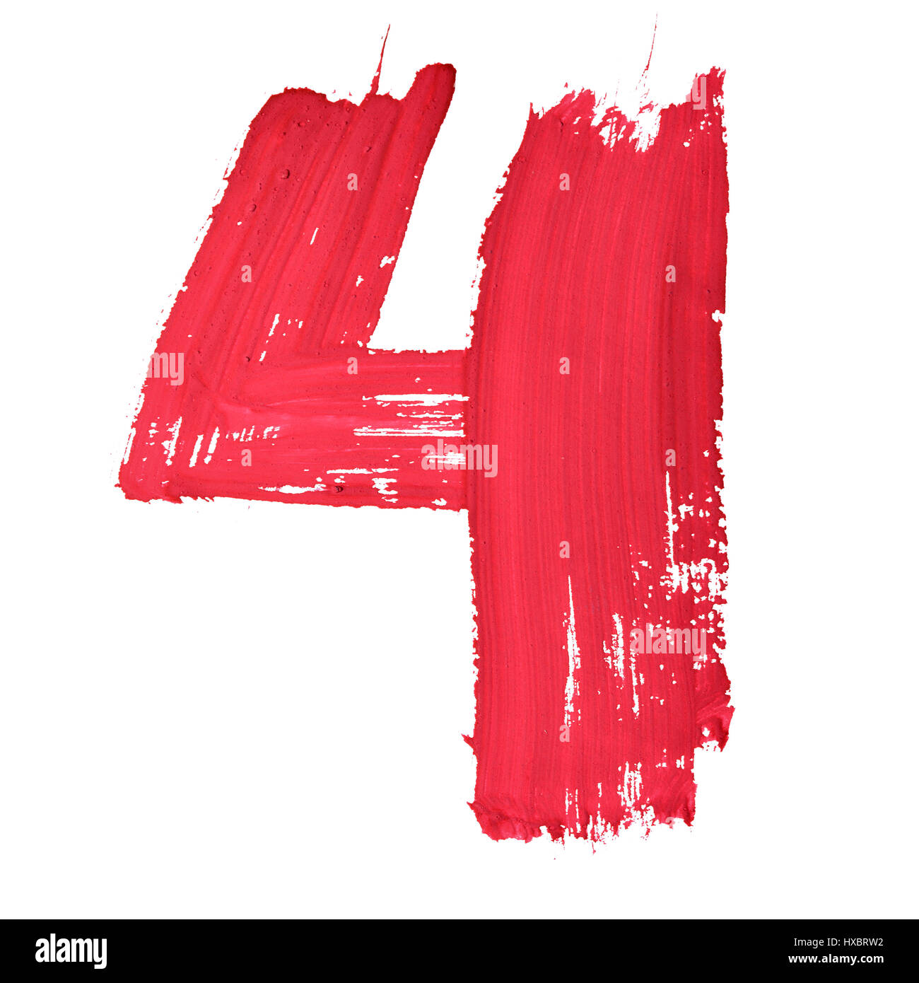 4 - Rouge chiffres manuscrites sur fond blanc Banque D'Images
