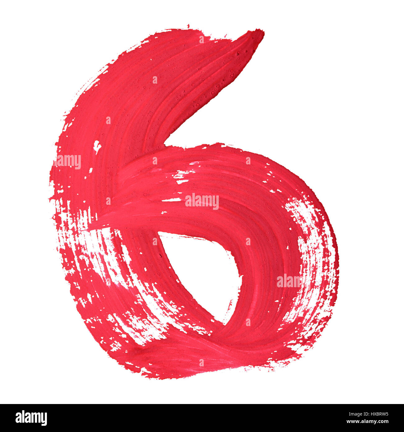 6 - Rouge chiffres manuscrites sur fond blanc Banque D'Images