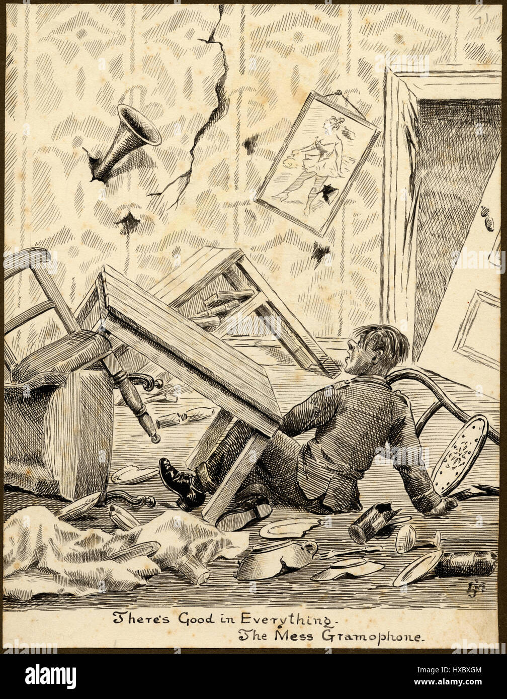 Il est bon dans tout. Le Gramophone Mess - Croquis du soldat britannique anonyme ( decouvrir que JM '') Banque D'Images