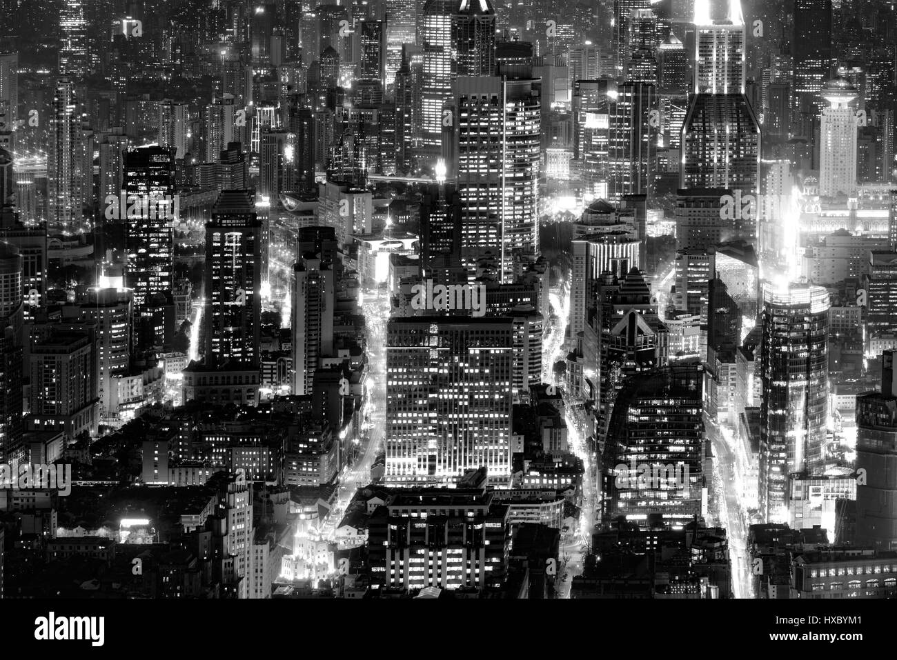 Vue aérienne du centre-ville de Shanghai. Banque D'Images