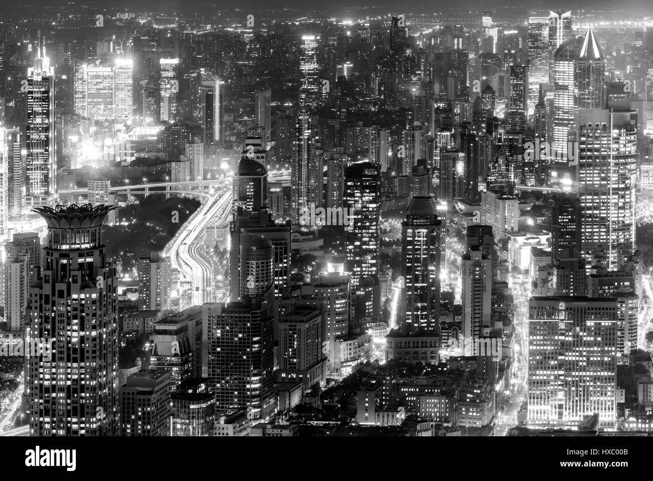 Vue aérienne du centre-ville de Shanghai. Banque D'Images