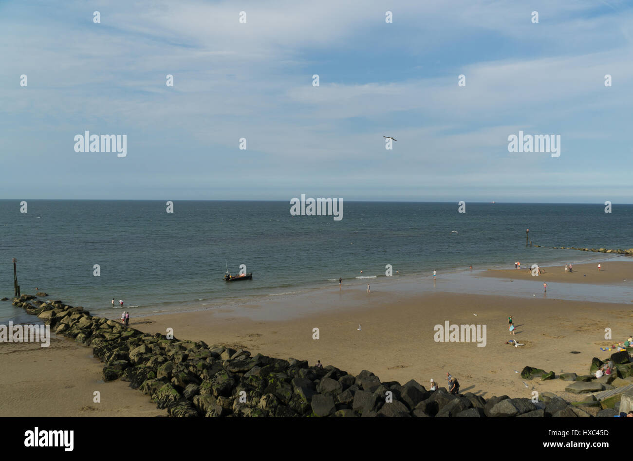 La Norfolk à l'été, sur la mer de hêtre de galets Banque D'Images