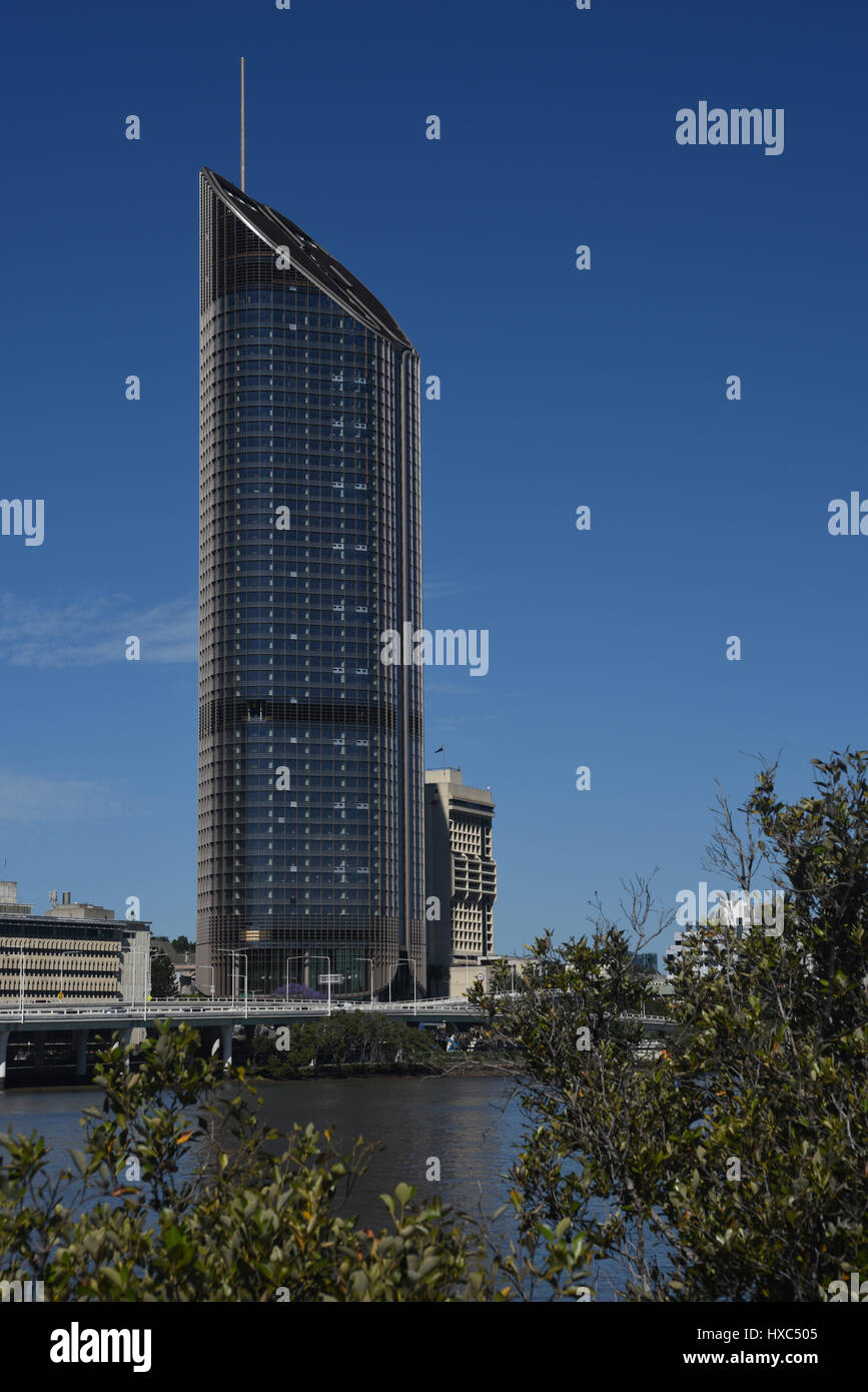 Brisbane, Australie : 1 William Street, nouveau bâtiment de l'administration du gouvernement de l'état donnant sur la rivière Brisbane. Banque D'Images