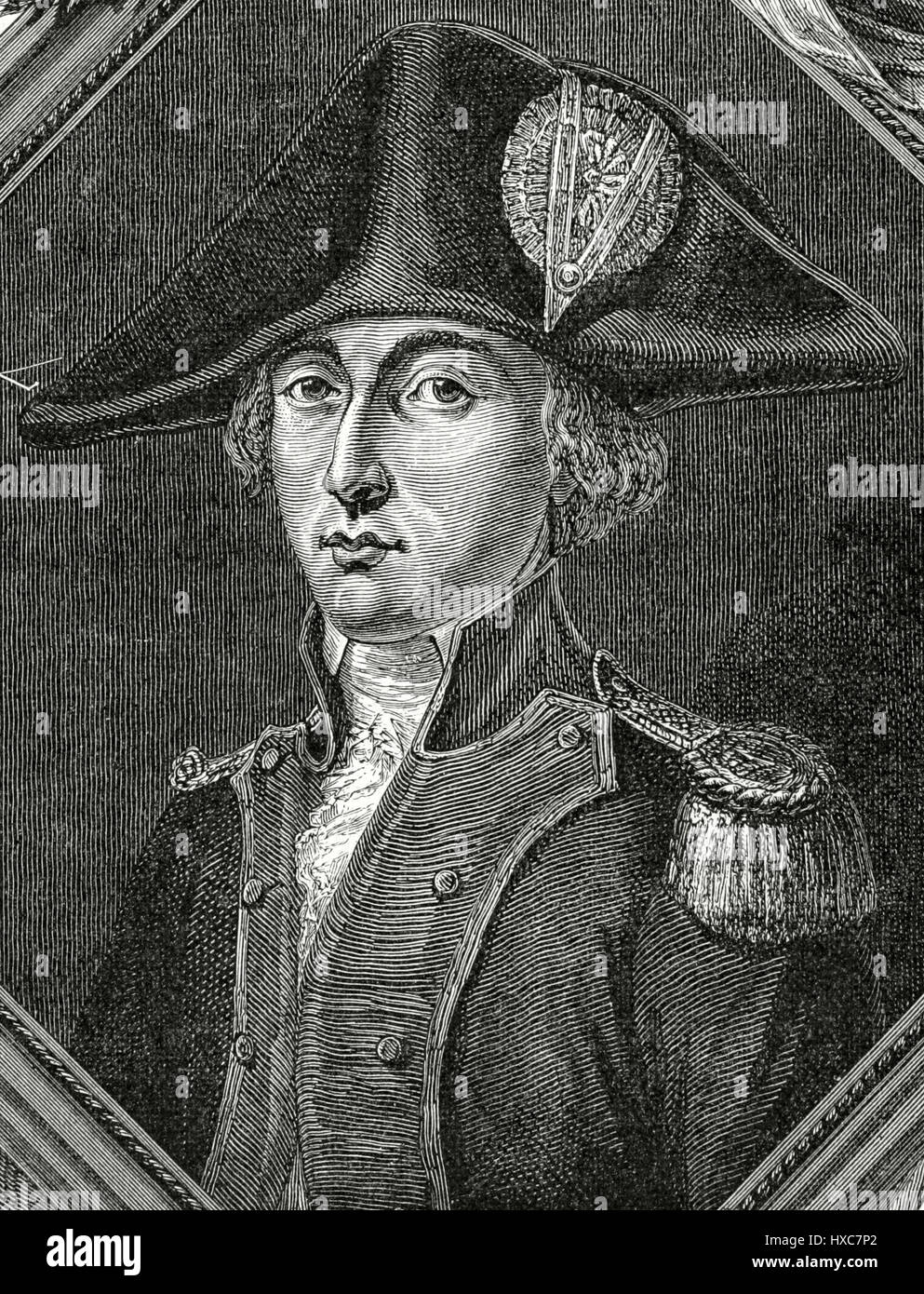 Andre Desilles (1767-1790). Officier de l'armée française junior au cours des premières étapes de la Révolution française. Portrait. La gravure. 'Historia de España", 1883, Banque D'Images