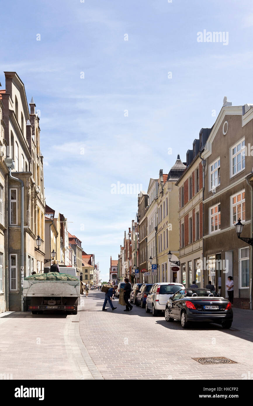 Les maisons d'habitation et les maisons de la vieille ville de Wismar, les bâtiments résidentiels et commerciaux dans le centre historique de Wismar |, Wohn- und Cseg Banque D'Images