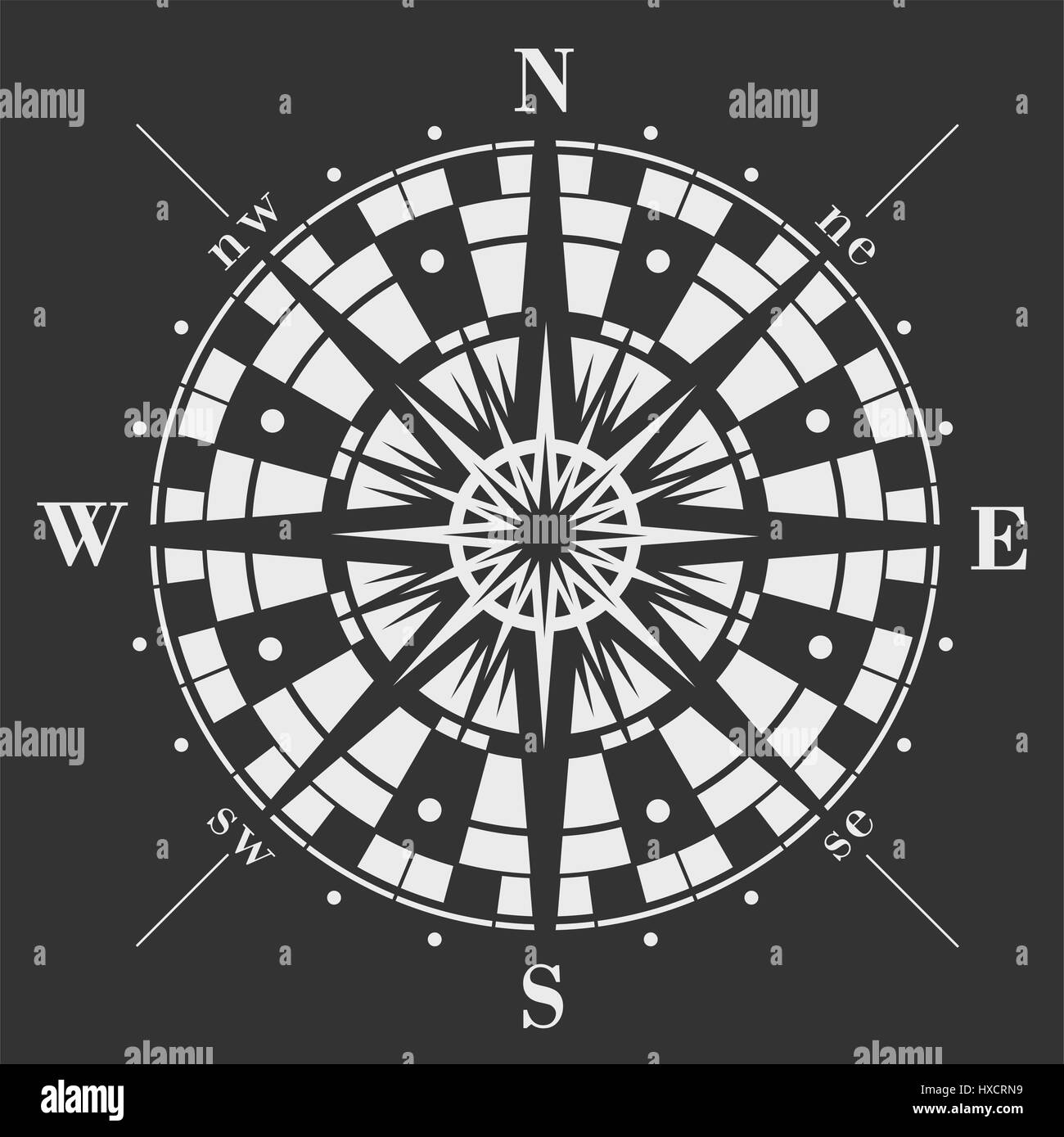 Vector Wind rose sur fond noir Illustration de Vecteur
