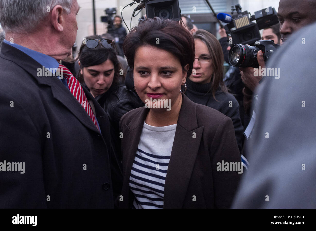 Paris, France. Mar 27, 2017. Hommage à Henri Emmanueli - 27/03/2017 - France/Ile-de-France (région)/Paris - Hommage à Henri Emmanueli au siège du parti socialiste en présence de Benoit Hamon, J.C. Cambadelis, Jean Marc Ayrault, Najat Vallaud Belkacem, Stéphane Le Foll, de crédit : Le Pictorium/Alamy Live News Banque D'Images