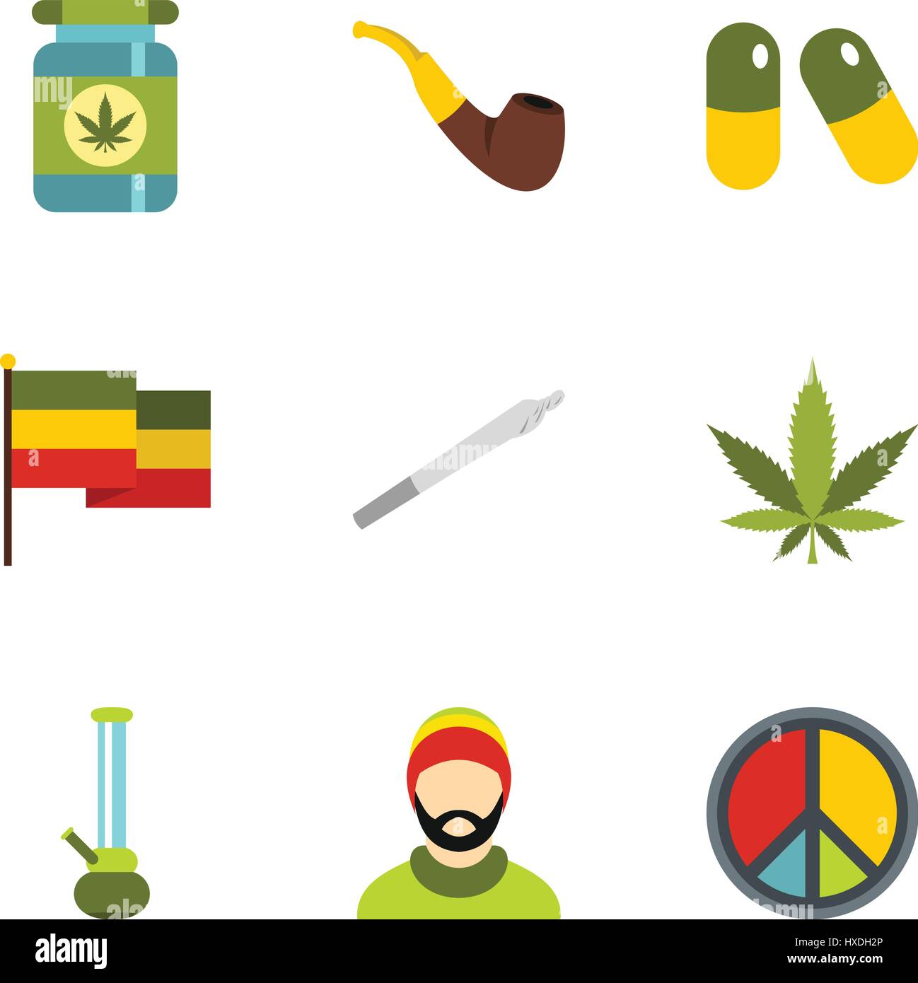 Drug icons set, style plat Illustration de Vecteur