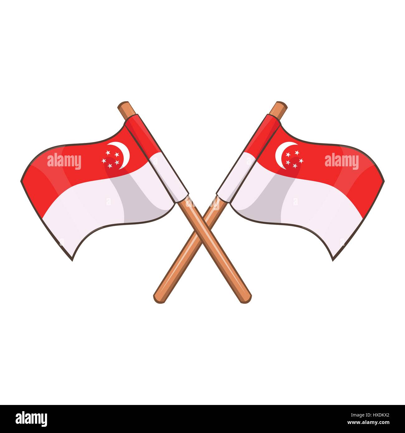 L'icône du drapeau de Singapour, cartoon style Illustration de Vecteur