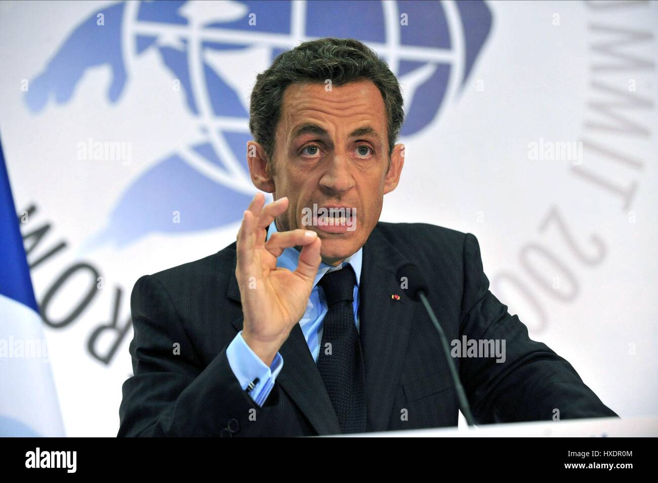 NICOLAS SARKOZY PRÉSIDENT DE LA FRANCE 08 Juillet 2009 L'Aquila, Italie Banque D'Images