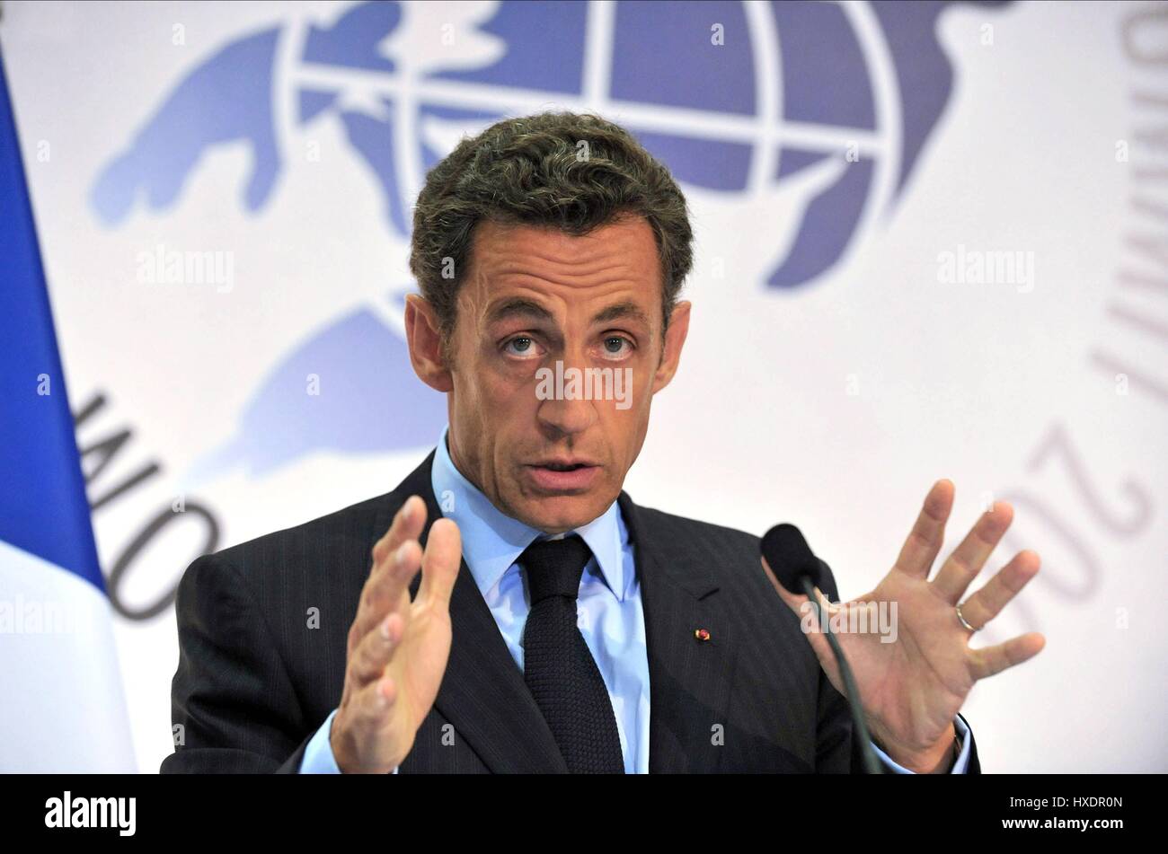 NICOLAS SARKOZY PRÉSIDENT DE LA FRANCE 08 Juillet 2009 L'Aquila, Italie Banque D'Images