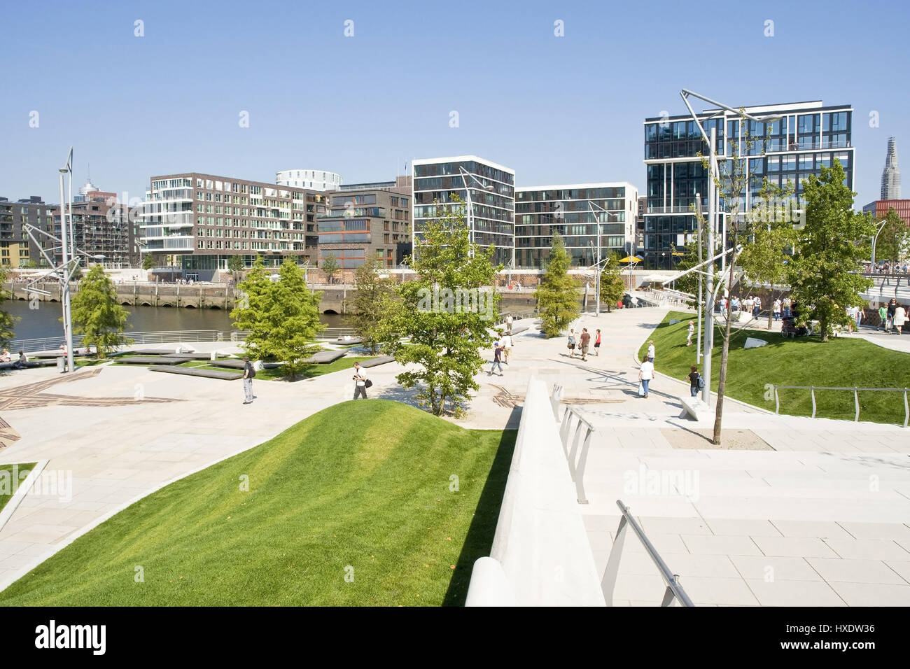 Les terrasses du Marco Polo dans la ville portuaire de Hambourg, Marco Polo terrasses dans le port de Hambourg, |-Marco-Polo Terrassen in der HafenCity dans H Banque D'Images