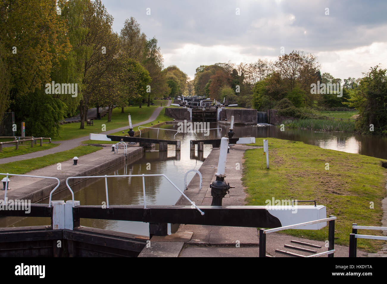 Hatton écluses sur le Canal Grand Union, Warwickshire, Royaume-Uni Banque D'Images