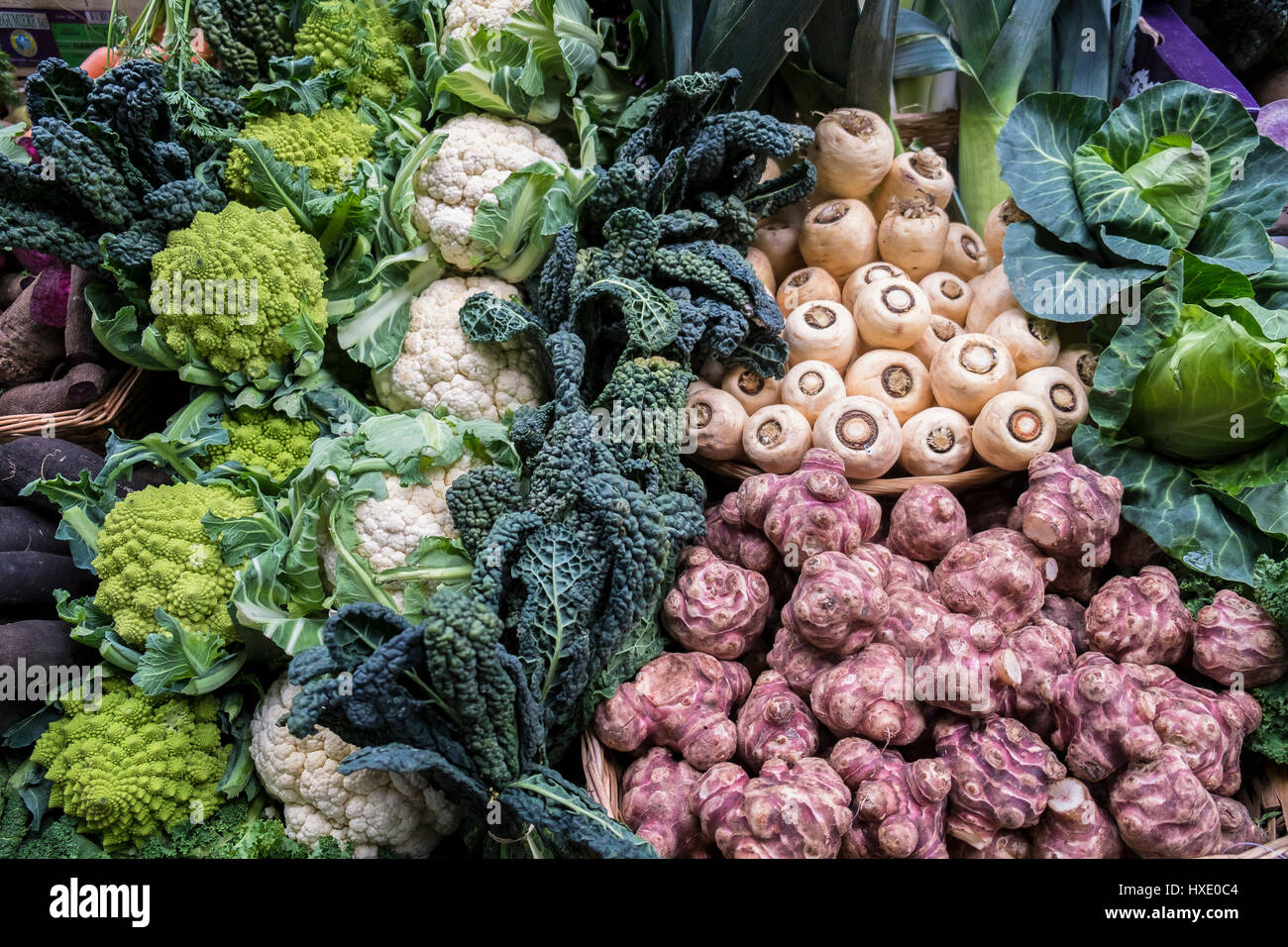 Aliments sains Légumes Frais d'affichage Banque D'Images