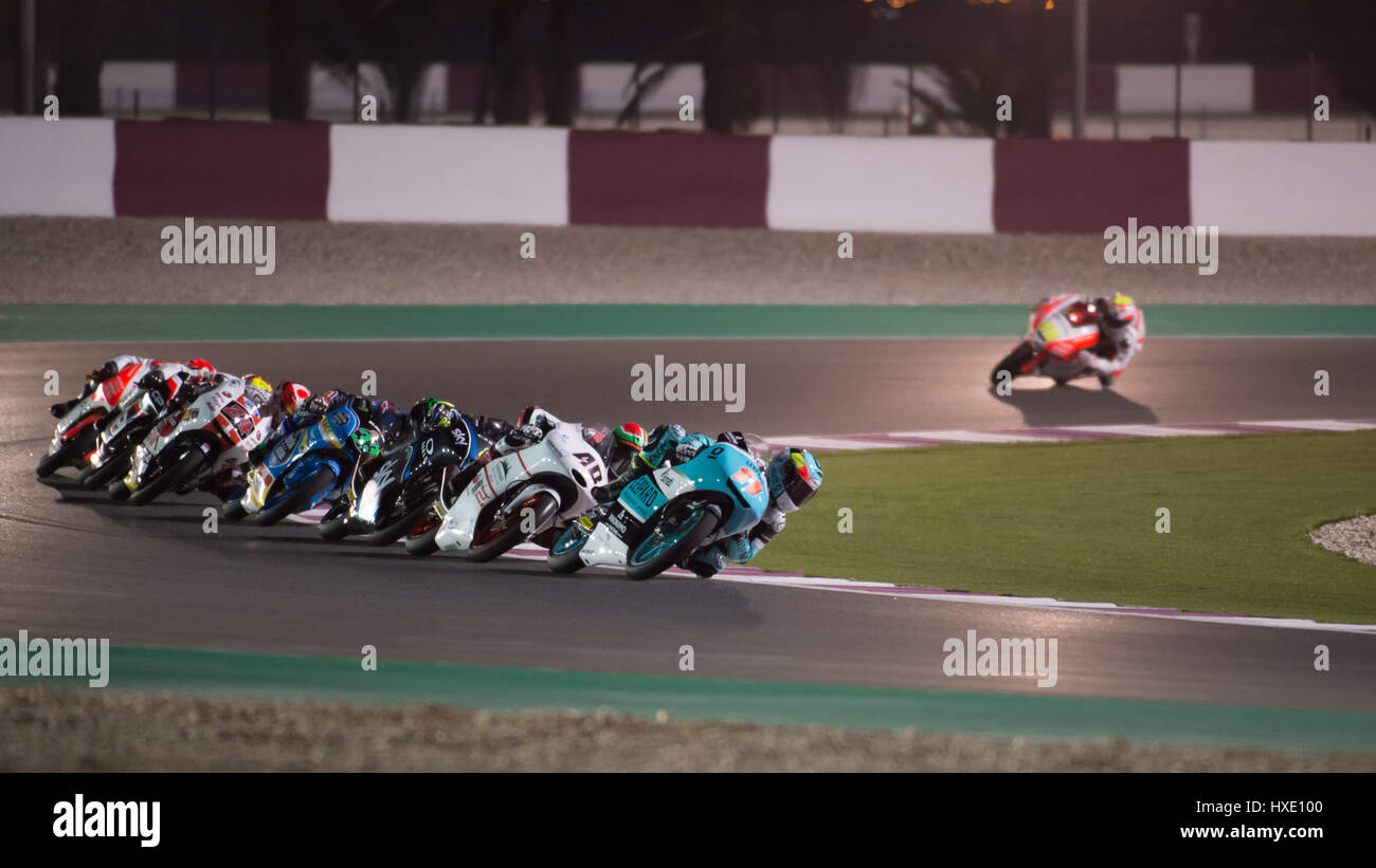 26 mars 2017, le Circuit International de Losail. Le Qatar. Livio Loi qui tours pour Leopard durant la course de moto 3 course au Grand Prix du Qatar © Tom Banque D'Images