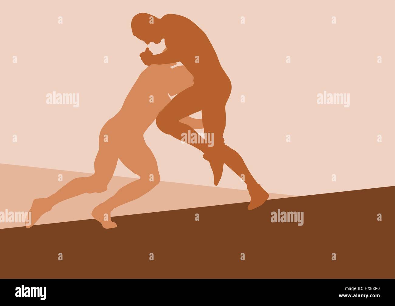 Wrestling lutte hommes active sport romain grec action silhouette vector abstract background Illustration de Vecteur