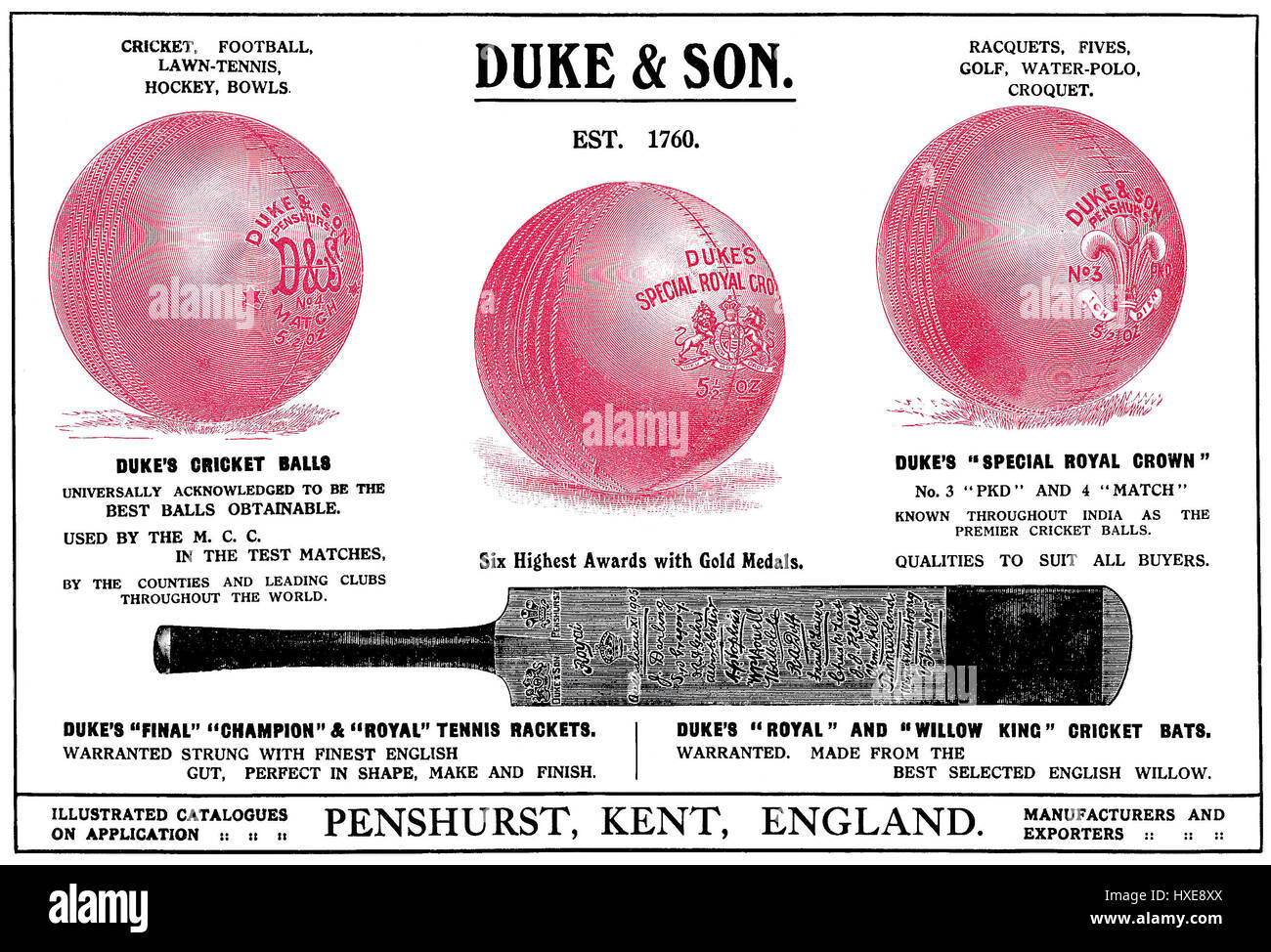 1922 Indian publicité pour Duc & Son équipement sportif. Publié dans le Times of India, 1922, annuel. Banque D'Images