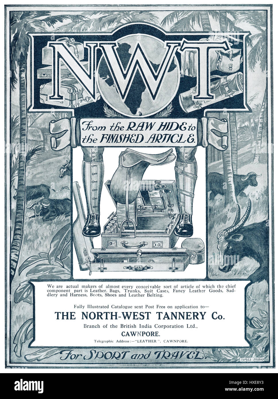 1922 Indian publicité pour la tannerie du Nord-Ouest Co. Banque D'Images