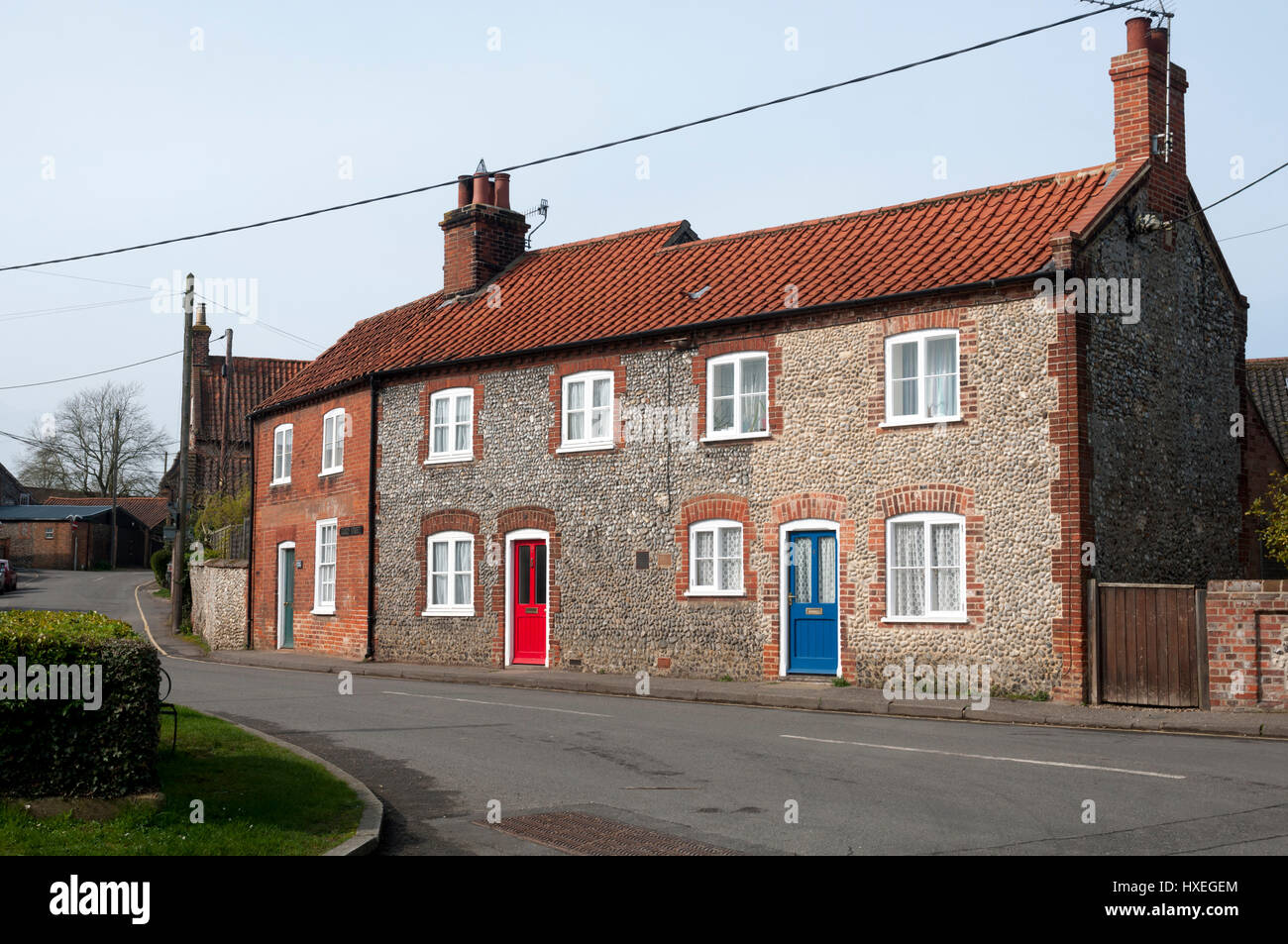 Cottages en peu de Walsingham village, Norfolk, England, UK Banque D'Images