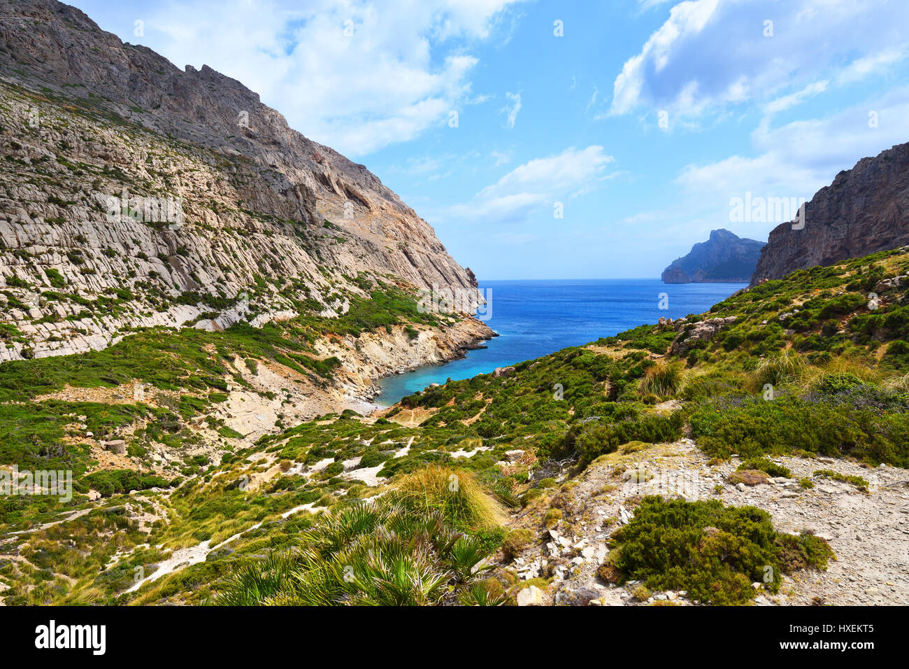 Cala Boquer Hidden Valley et la mer sur la baie de Majorque en Espagne Banque D'Images