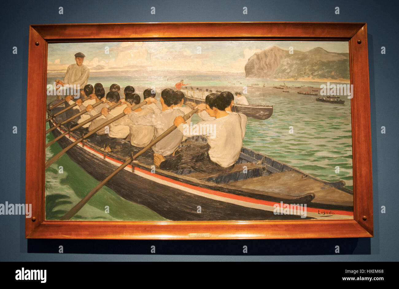 Bilbao, Espagne : les rameurs, huile sur toile par Manuel Losada à Bilbao Musée des Beaux-Arts, le deuxième musée le plus visité au Pays Basque Banque D'Images