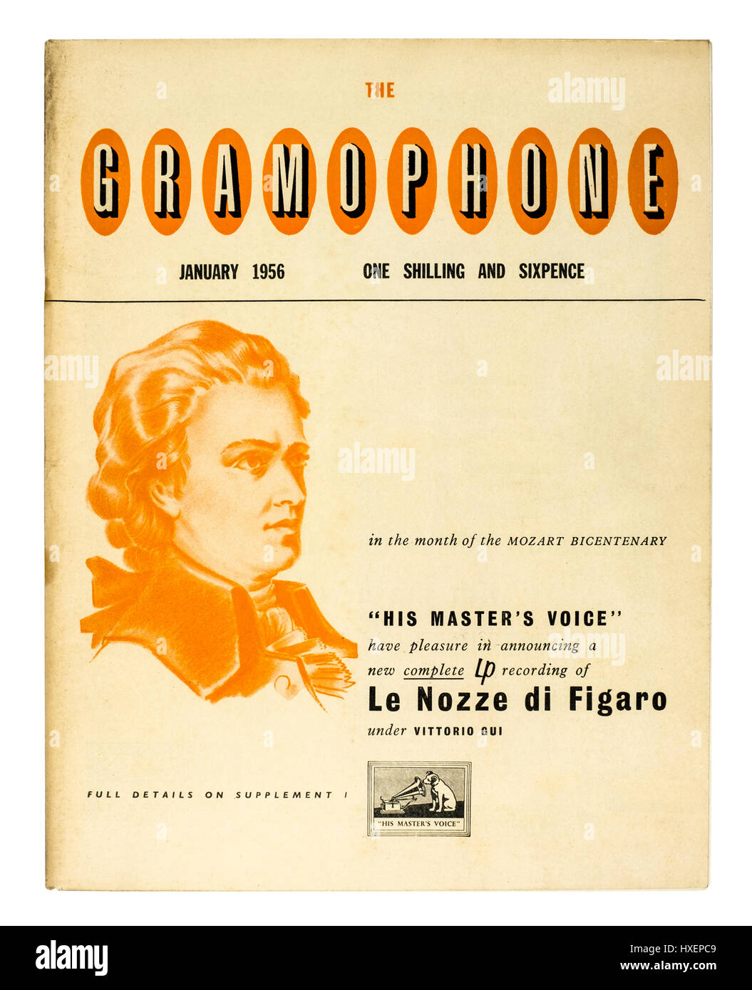 Janvier 1956 numéro de "The Gramophone", revue mensuelle publiée à Londres consacrée à la musique classique, en particulier à l'examen des enregistrements. Banque D'Images
