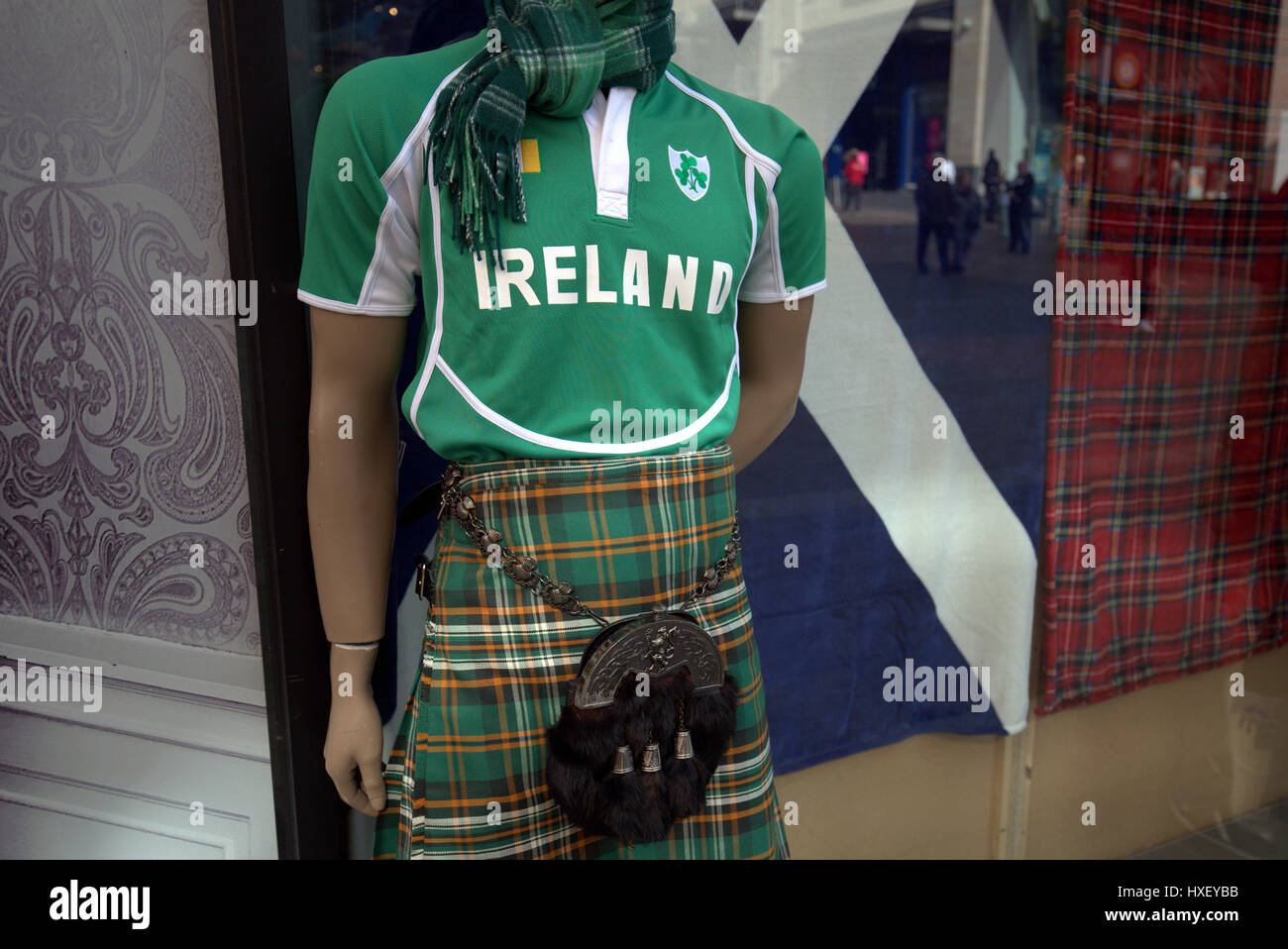Scotland flag rugby shirt shirt Irlande kitsch sporran kilt Banque D'Images