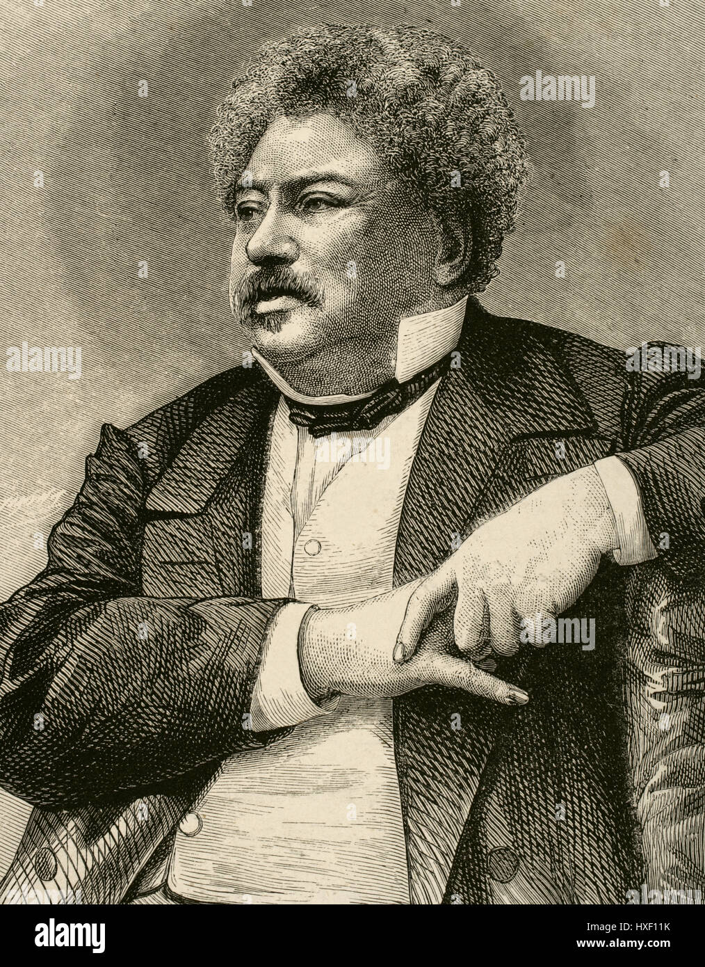 Alexandre Dumas (1802-1870). L'écrivain français. Le romantisme et la fiction historique mouvement littéraire. Portrait. La gravure. 'La Ilustración Española y Americana', 1870. Banque D'Images