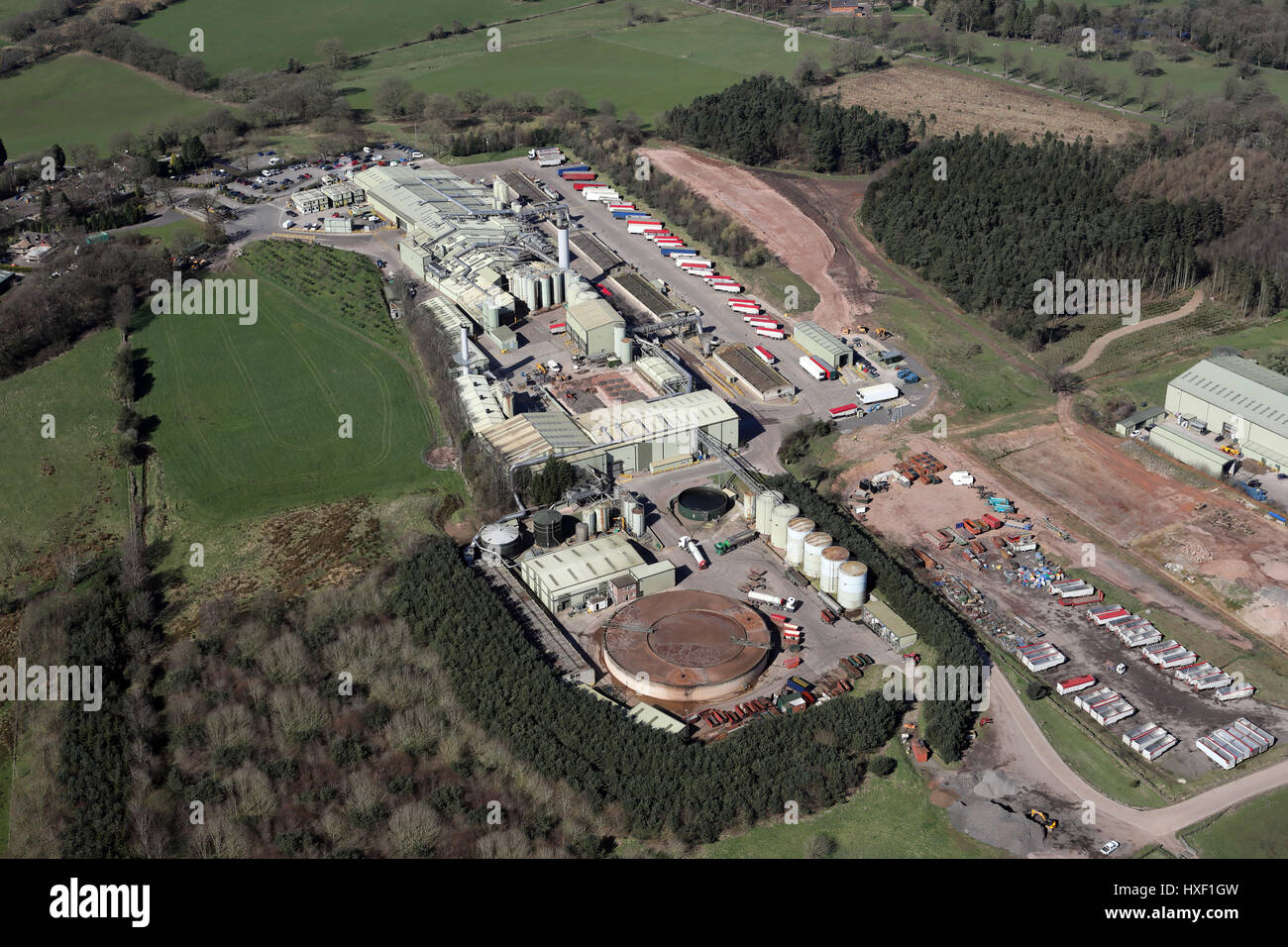 Vue aérienne d'une grande usine dans Cheshire, Royaume-Uni Banque D'Images