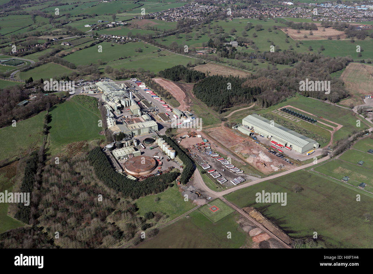 Vue aérienne d'une grande usine dans Cheshire, Royaume-Uni Banque D'Images