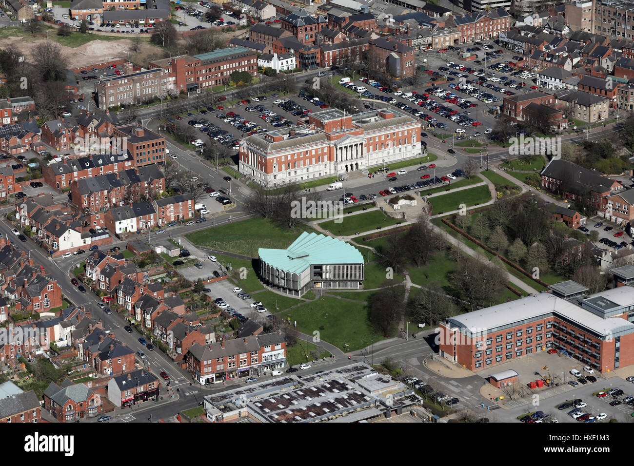 Vue aérienne du centre-ville de Chesterfield, Royaume-Uni Banque D'Images