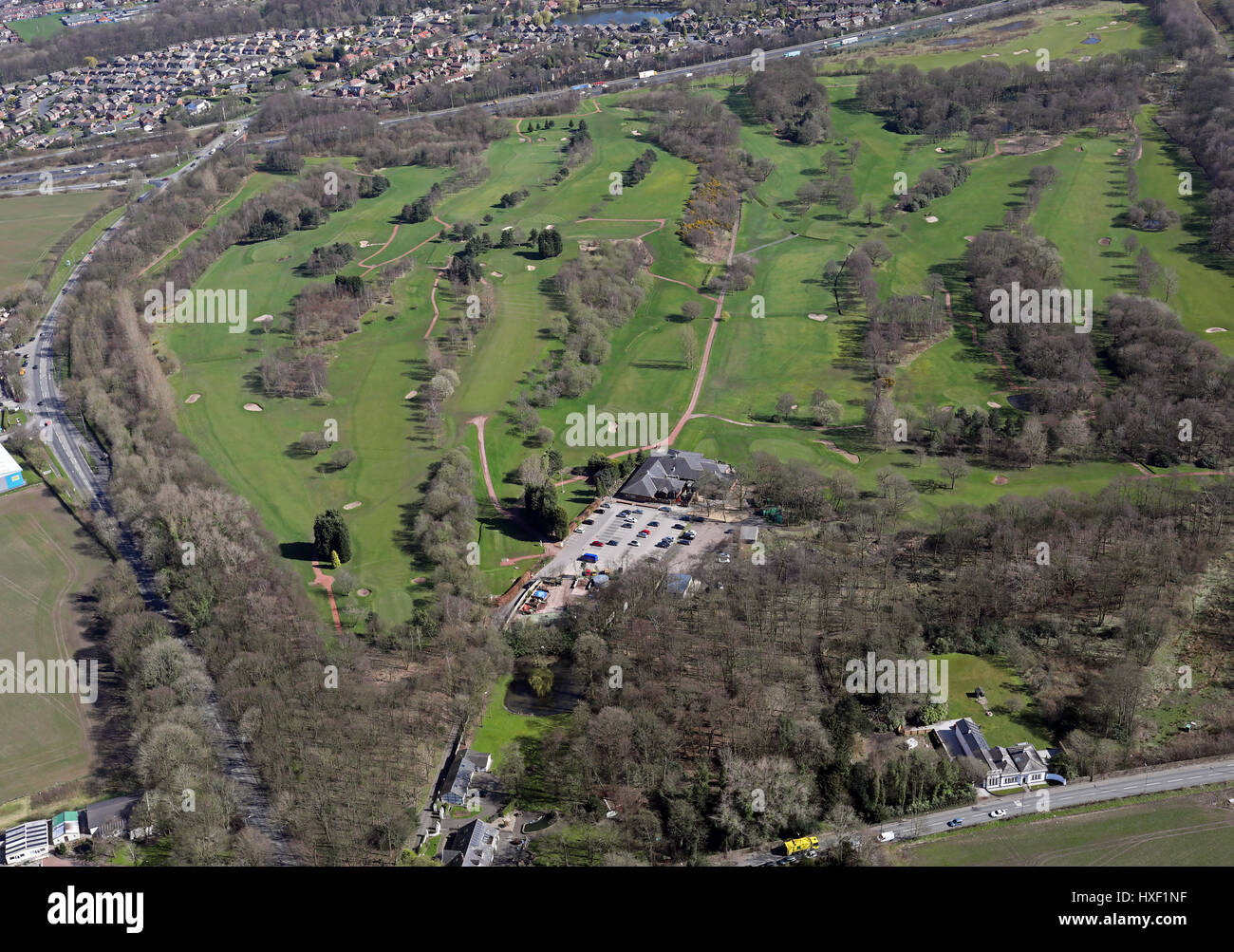 Vue aérienne de Ashton dans Makerfield golf club, Lancashire, UK Banque D'Images