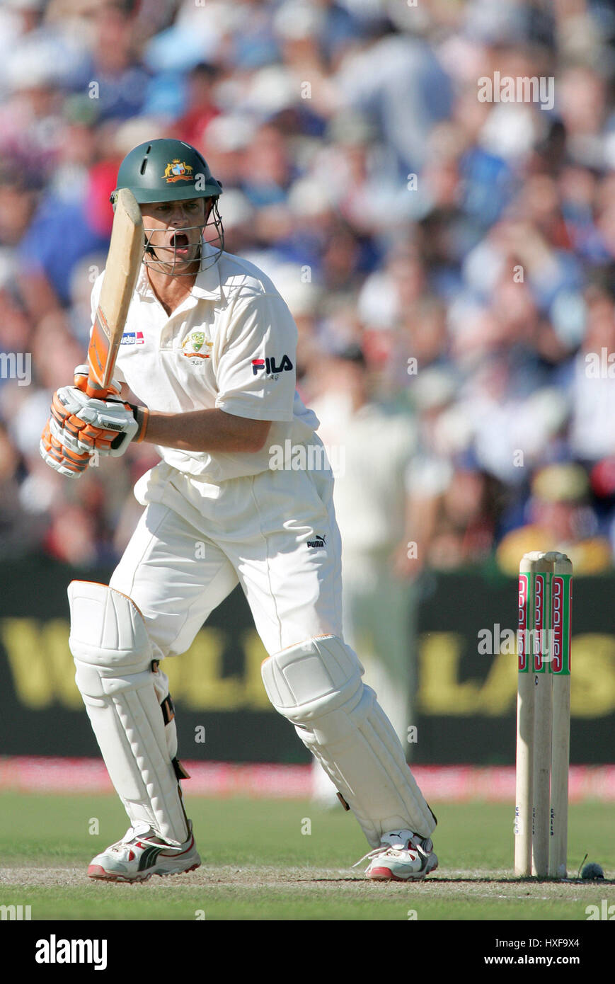 ADAM GILCHRIST AUSTRALIE OLD TRAFFORD MANCHESTER 12 Août 2005 Banque D'Images