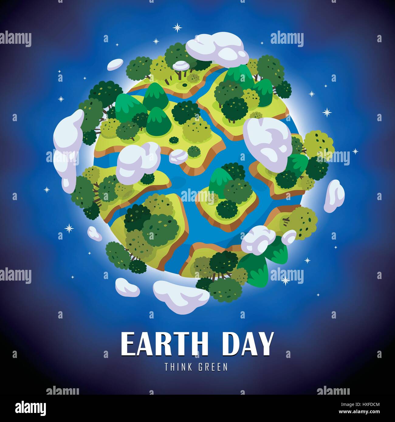 Illustration du jour de la terre, la terre isolé dans l'espace, fond bleu Illustration de Vecteur
