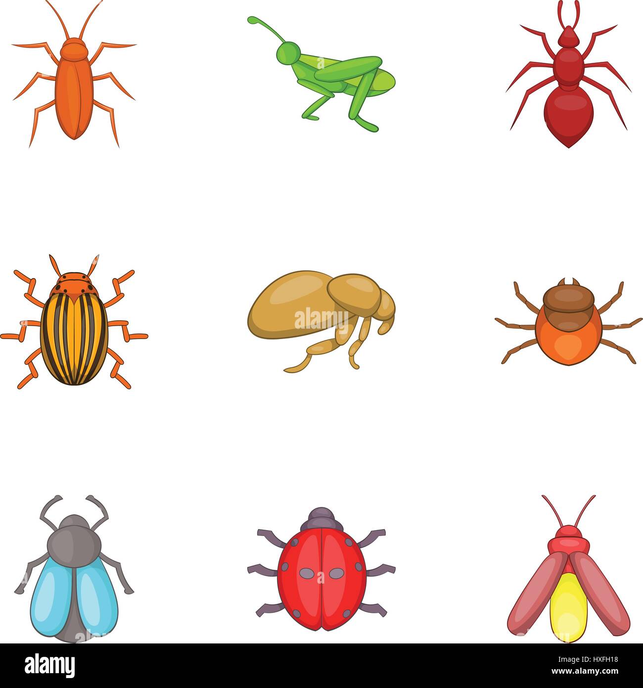 Bugs icons set, cartoon style Illustration de Vecteur