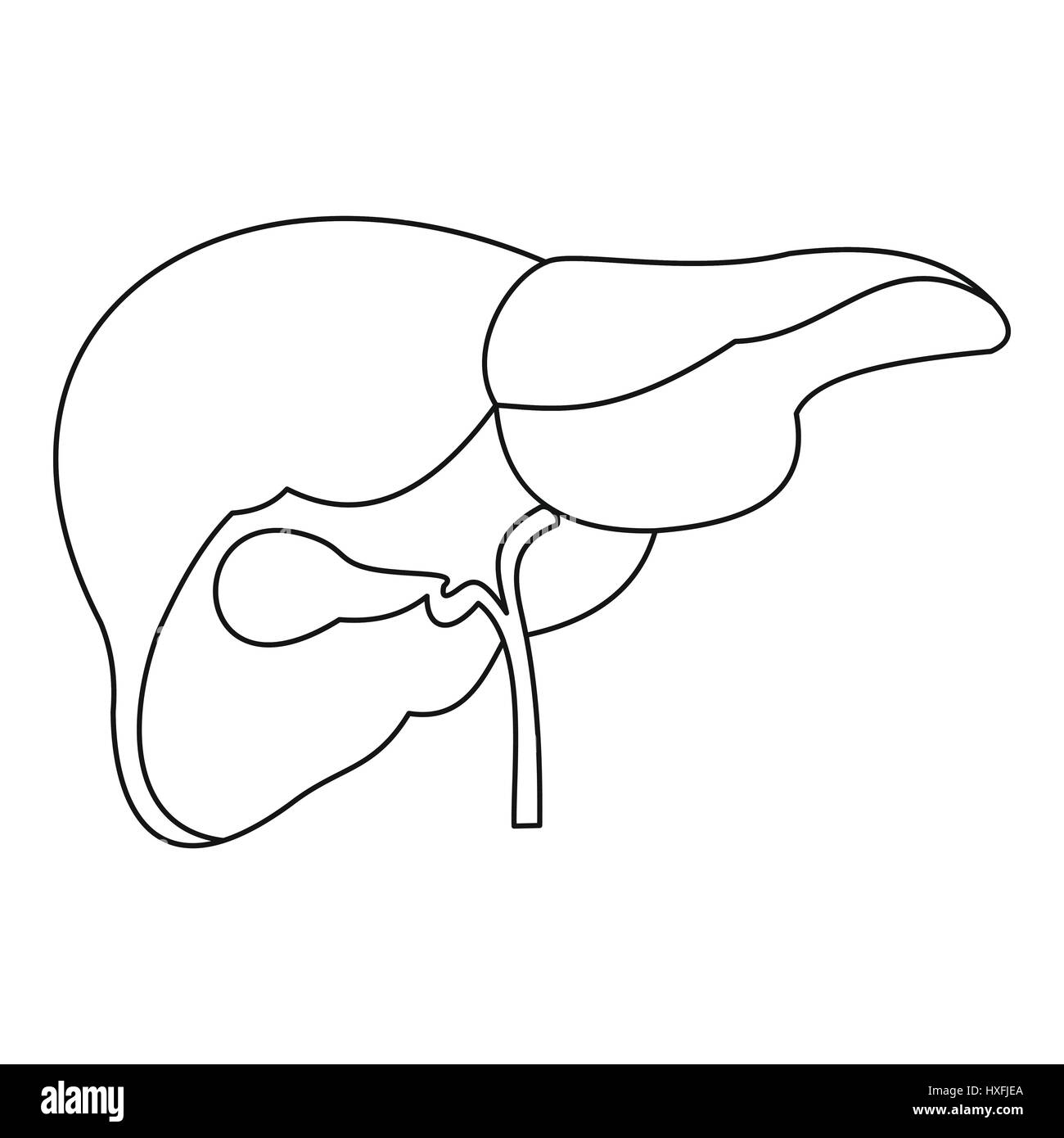 Style du contour, l'icône du foie Illustration de Vecteur