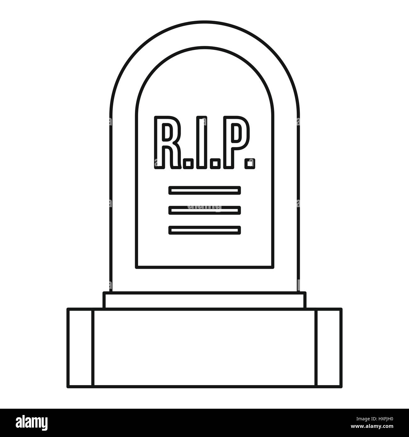Pierre tombale, icône de style contour Illustration de Vecteur
