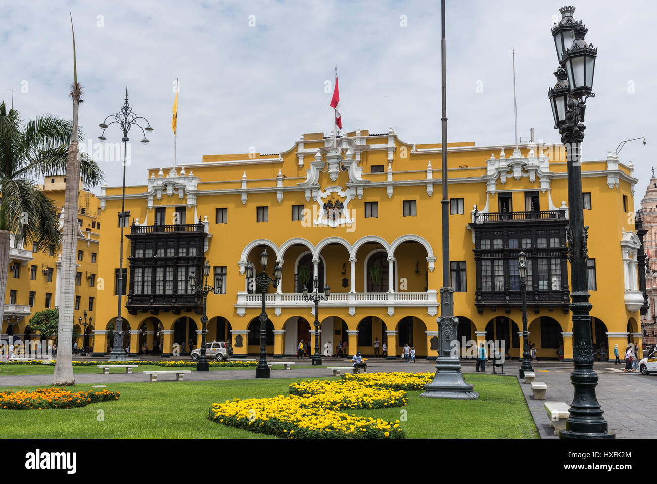 Le Palais Municipal à Plaza Mayor dans le centre historique. Lima, Pérou. Banque D'Images