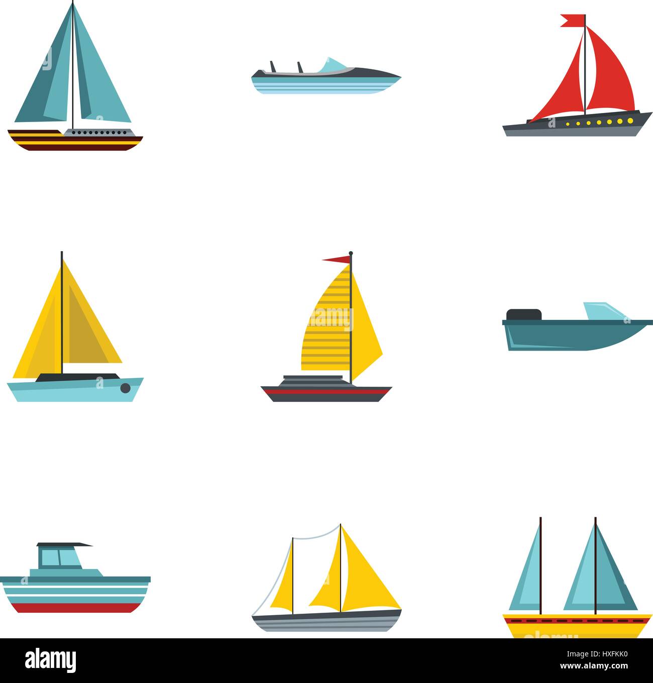 Ship icons set, style plat Illustration de Vecteur