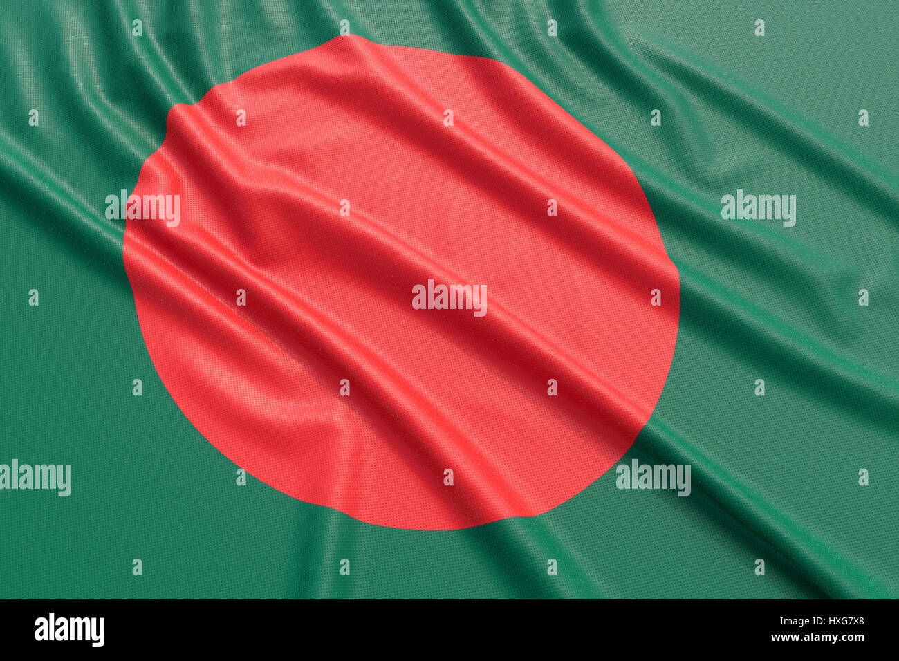 Drapeau du Bangladesh. Tissu texture ondulée très détaillés. Illustration 3D Rendering Banque D'Images