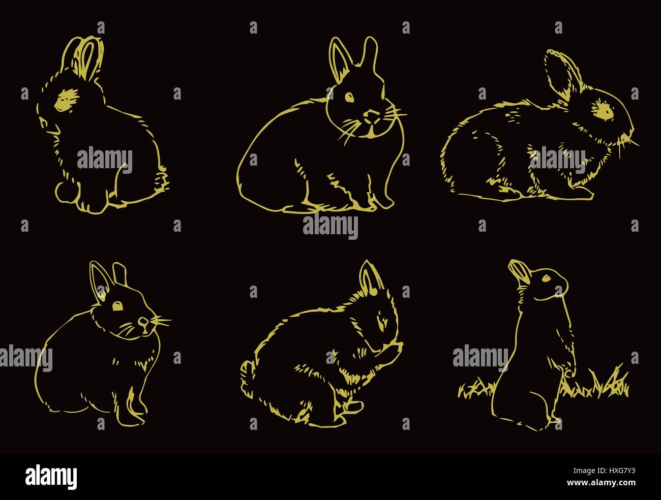 Vector set de lapins Banque D'Images