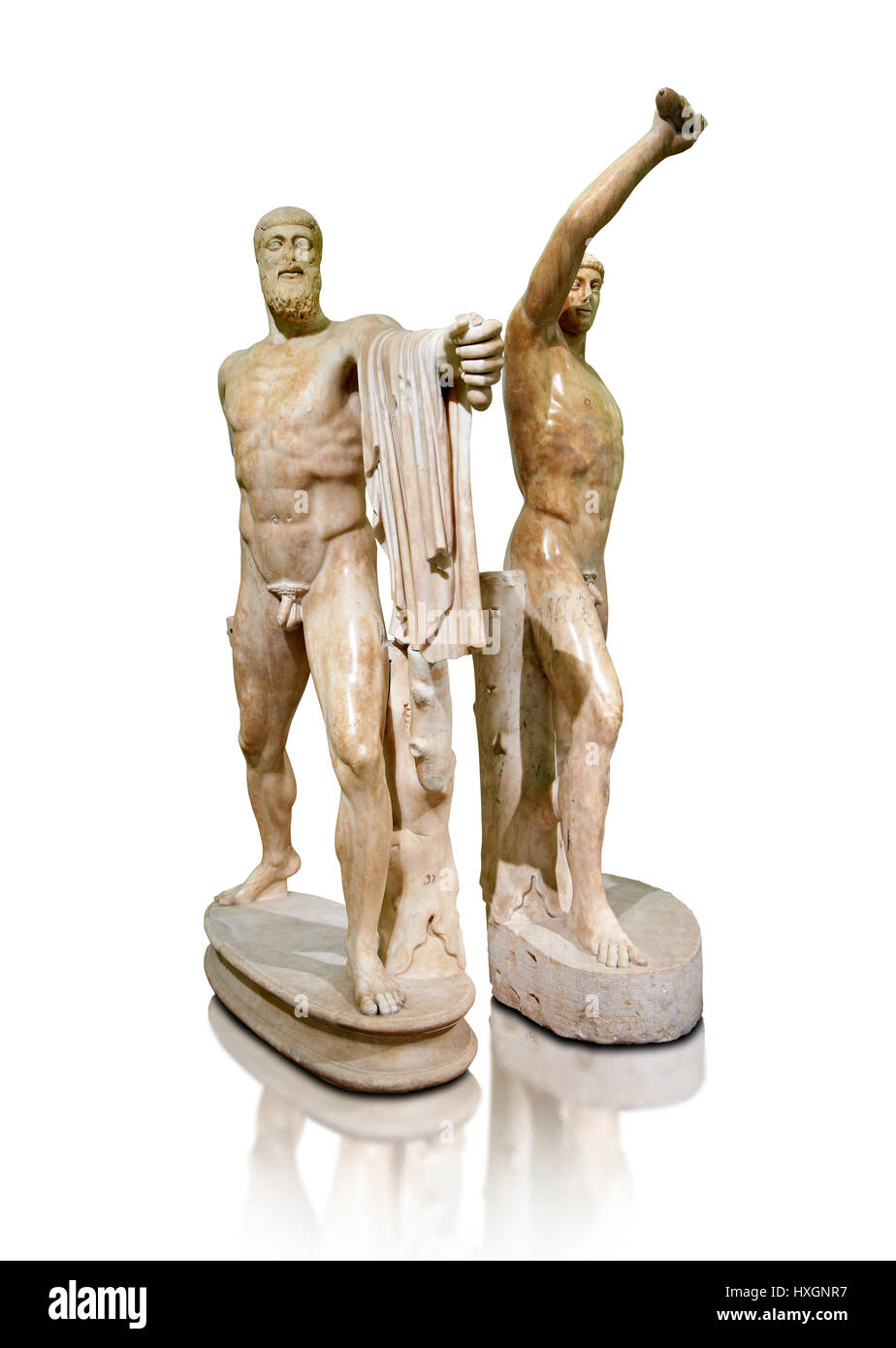 2ème ANNONCE de siècle sculpture romaine comme oknown le groupe Joinville, inv 6009 & 6010, Musée National d'Archéologie de Naples, Italie, Banque D'Images