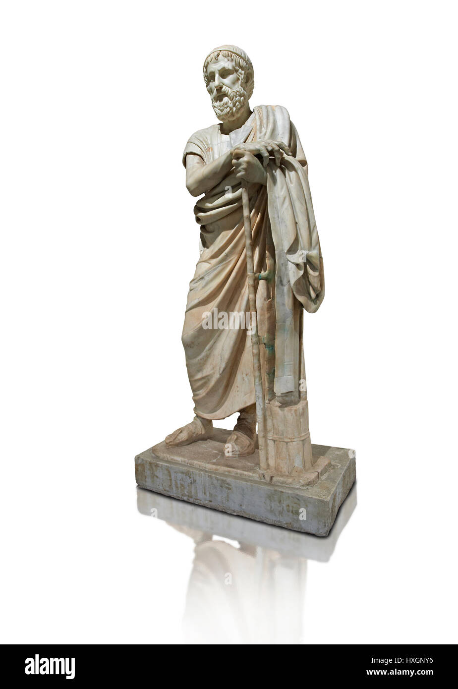 Sculpture en marbre romain de Homère à partir de la fenêtre rectangulaire péristyle du villa des Papyri à Herculanum, Musée d'archéologie, Italie Banque D'Images