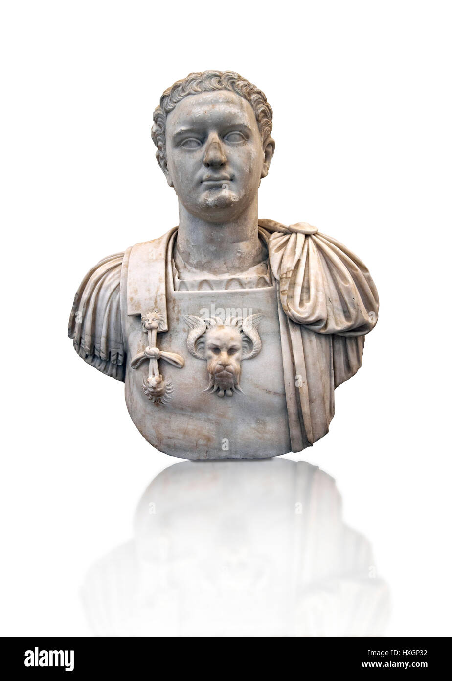 Sculpture en marbre romain buste de l'empereur Domitien 81-96 AD, inv 6061, Musée d'archéologie, Italie Banque D'Images