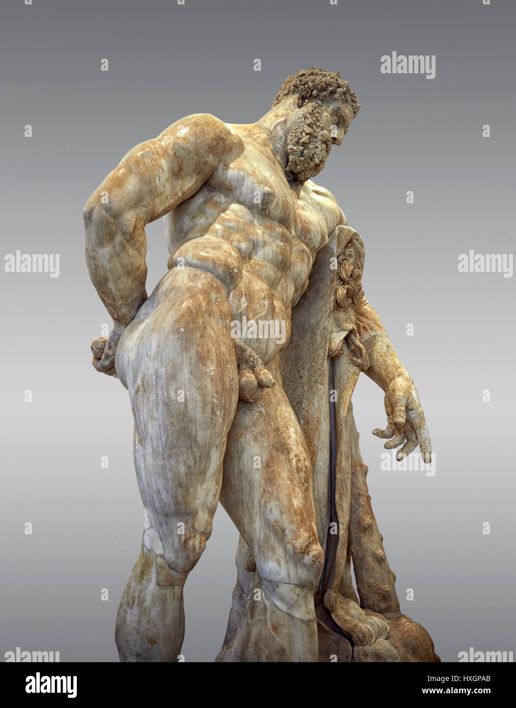 La fin du 2e siècle sculpture d'Hercule au Repos, inv 6001, collection Farnèse, Musée National d'Archéologie de Naples, Italie, Banque D'Images