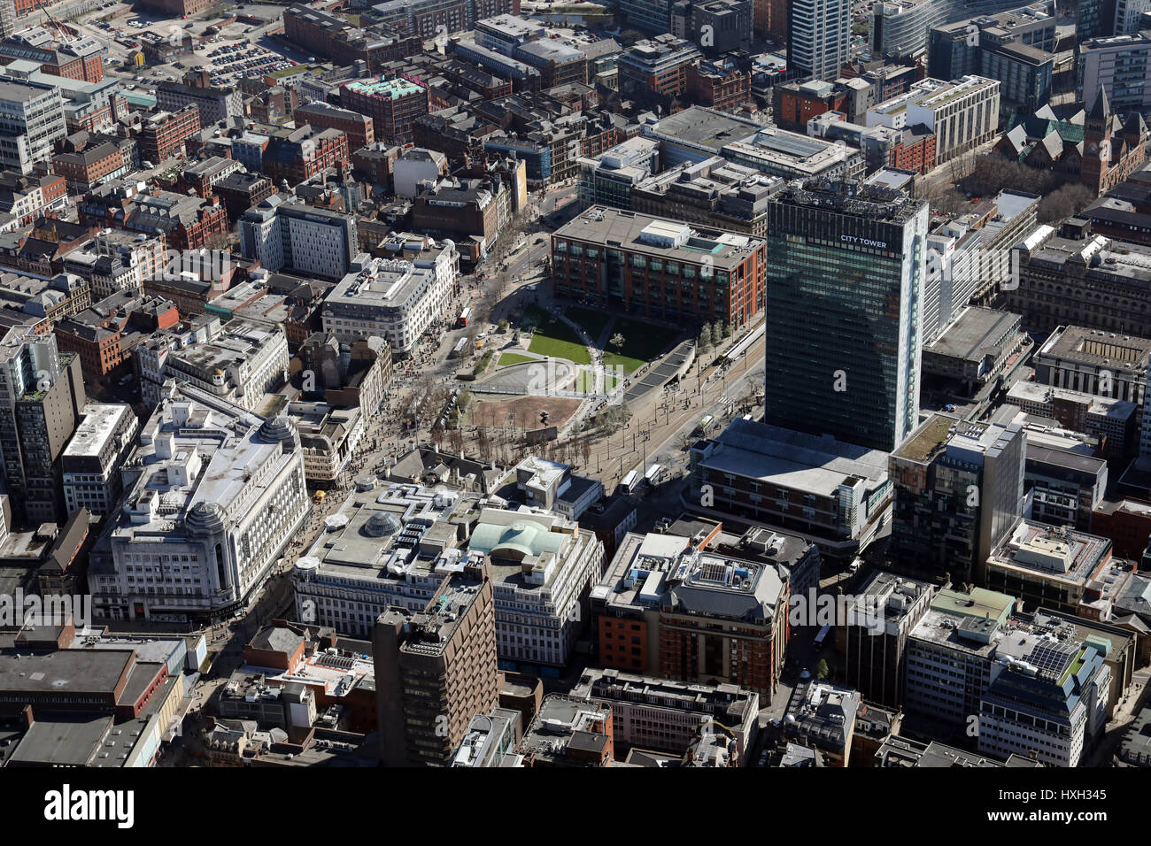 Vue aérienne de jardins de Piccadilly, Manchester, UK Banque D'Images