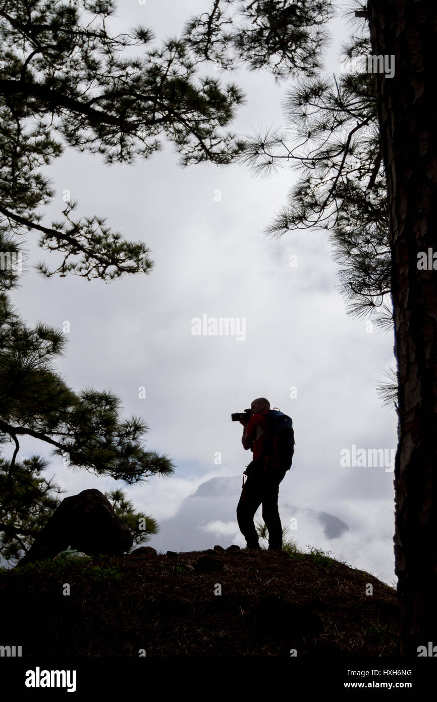 Photographe à La Fondada, Caldera de Taburiente National Park, La Palma, Îles Canaries. Banque D'Images