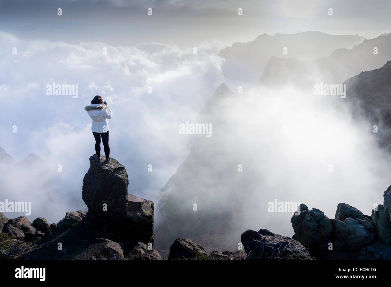 Mer de nuages dans la région de Roque de los Muchachos, La Palma, Canary Islands Banque D'Images