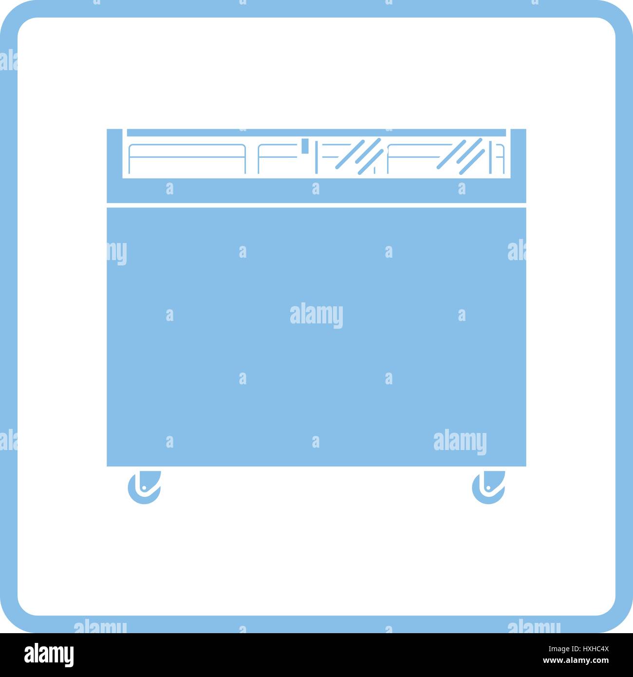 Congélateur mobile supermarché icône. Design cadre bleu. Vector illustration. Illustration de Vecteur